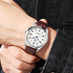 Tuzwa Men’s Leather Strap Watch – Casual Analog Wristwatch with Arabic Numerals, 12mm Case & Battery Included