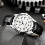 Tuzwa Men’s Leather Strap Watch – Casual Analog Wristwatch with Arabic Numerals, 12mm Case & Battery Included