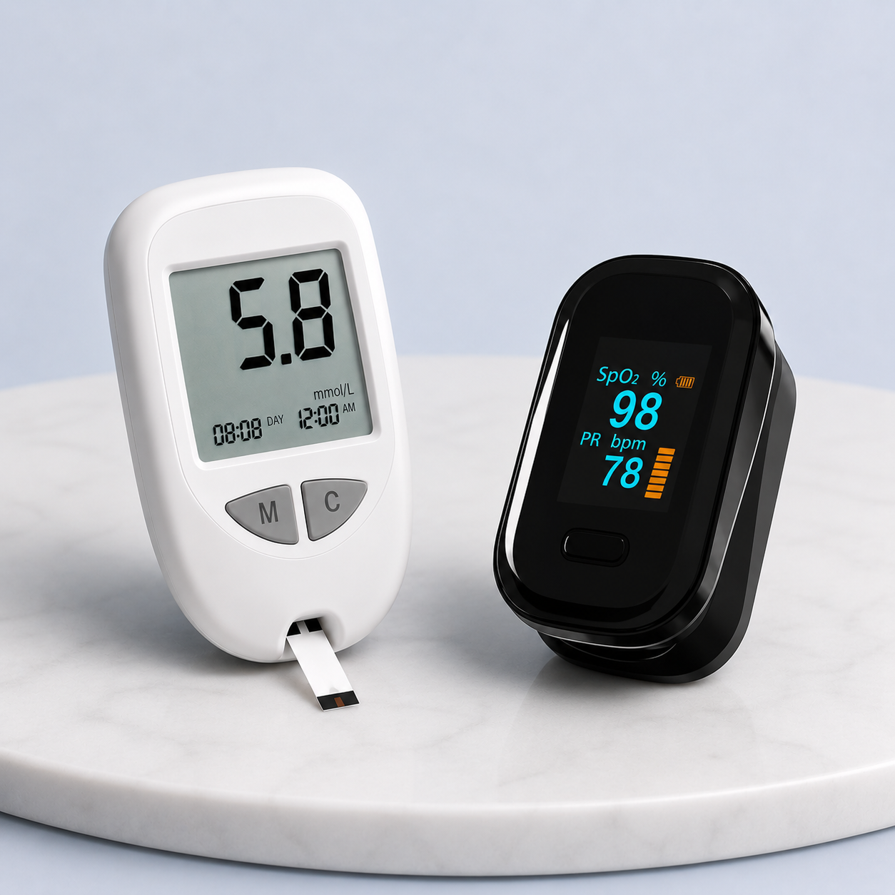 Health Tracker | Glucose Meter & Pulse Oximeter with OLED Display | Compact Design for Accurate Health Monitoring 2