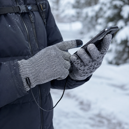 USB Heated Gloves for Winter, Touchscreen Three Finger Warming Gloves with Anti Slip Silicone Palm for Skiing, Cycling and Motorcycle Riding