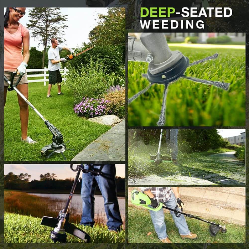 Heavy Duty Metal Trimmer Head | 6-Inch Wire Brush for Tough Outdoor Cleaning | Durable Design for Efficient Weeding and Clearing 4