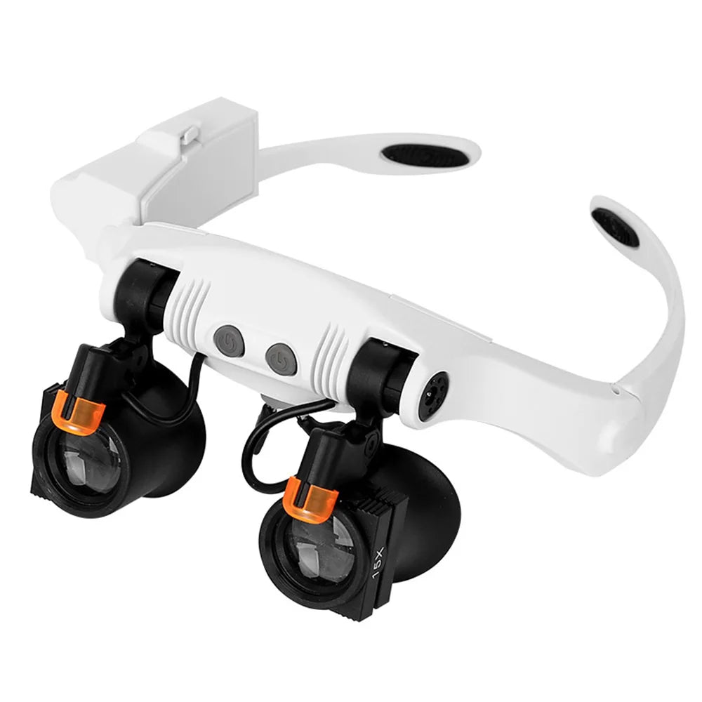 Tuzwa LED Magnifying Glasses with Adjustable Lens – High-Definition Hands-Free Magnifier Eyewear for Reading, Crafts & Detailed Work