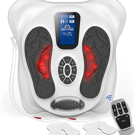EMS Foot Massager with Infrared, Electric Foot Massage Machine with Remote, TENS Unit Pads, Foot and Leg Massager