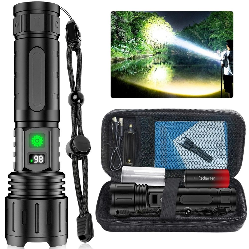 High-Power Tactical Flashlight | 100,000 Lumens & Adjustable Beam | Durable Waterproof Design for Outdoor Adventures 0