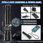High-Power Tactical Flashlight | 100,000 Lumens & Adjustable Beam | Durable Waterproof Design for Outdoor Adventures 1
