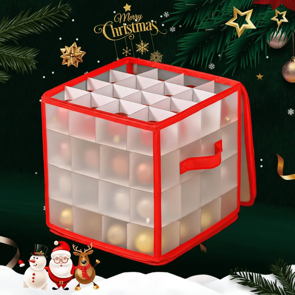 Holiday Organizer | Clear Plastic Ornament Storage Box for Neat Decoration Management 0