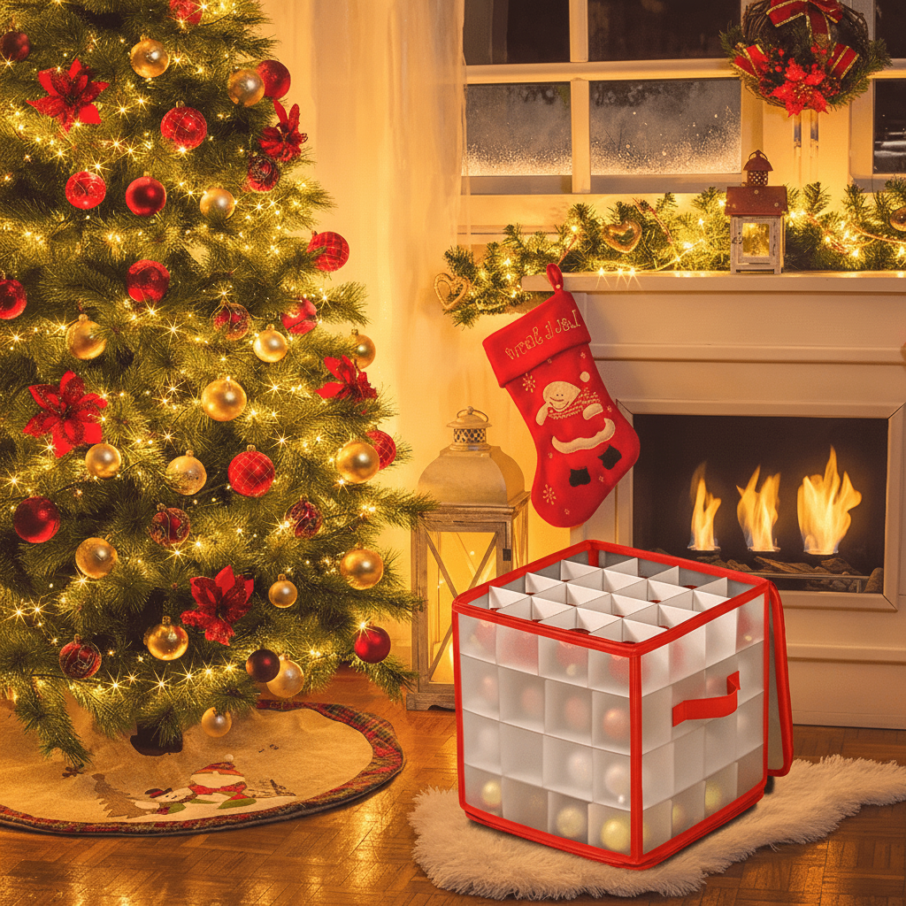 Holiday Organizer | Clear Plastic Ornament Storage Box for Neat Decoration Management 7