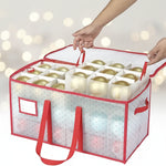 Holiday Storage Box | Large Zippered Organizer for 128 Ornaments 0