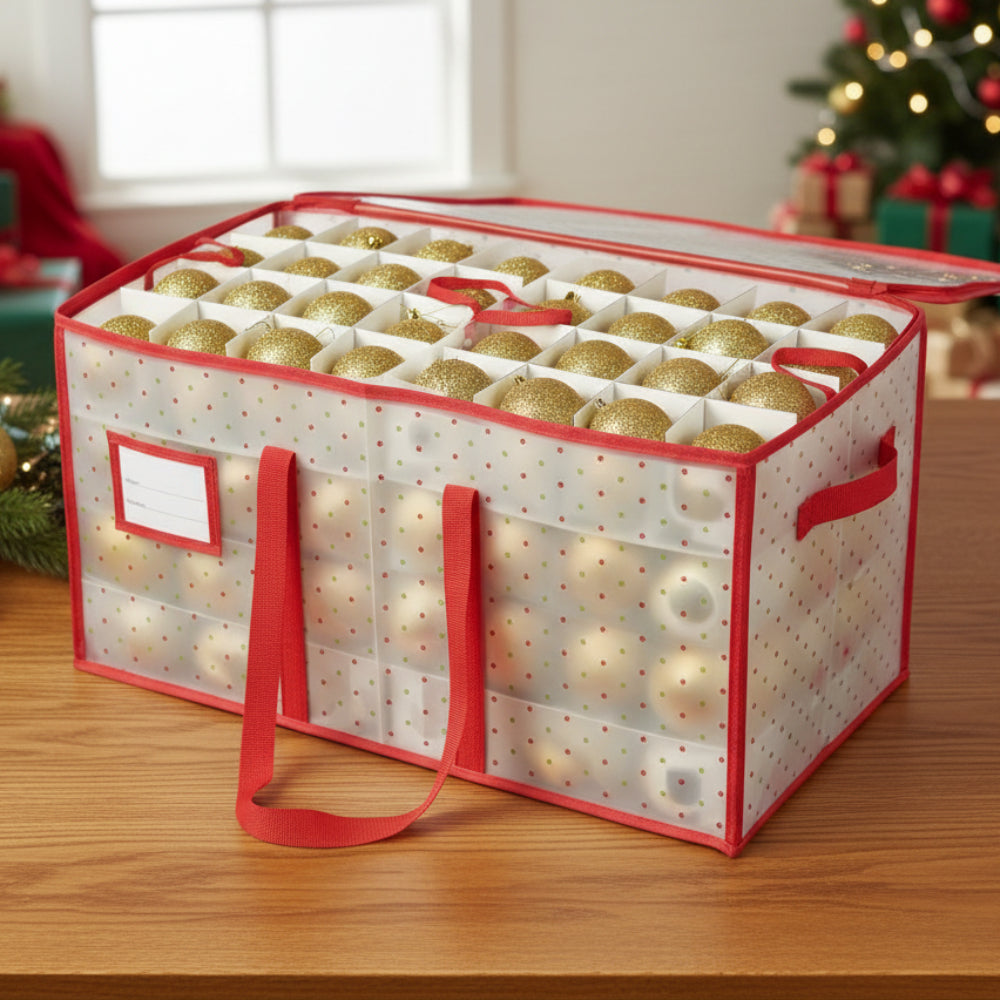 Holiday Storage Box | Large Zippered Organizer for 128 Ornaments 4