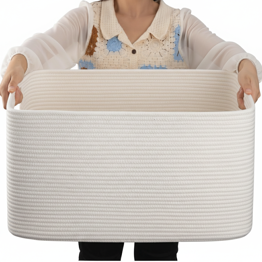 Home Essentials | Oversized Woven Storage Basket with Durable Handles | Spacious Design for Efficient Organization 8