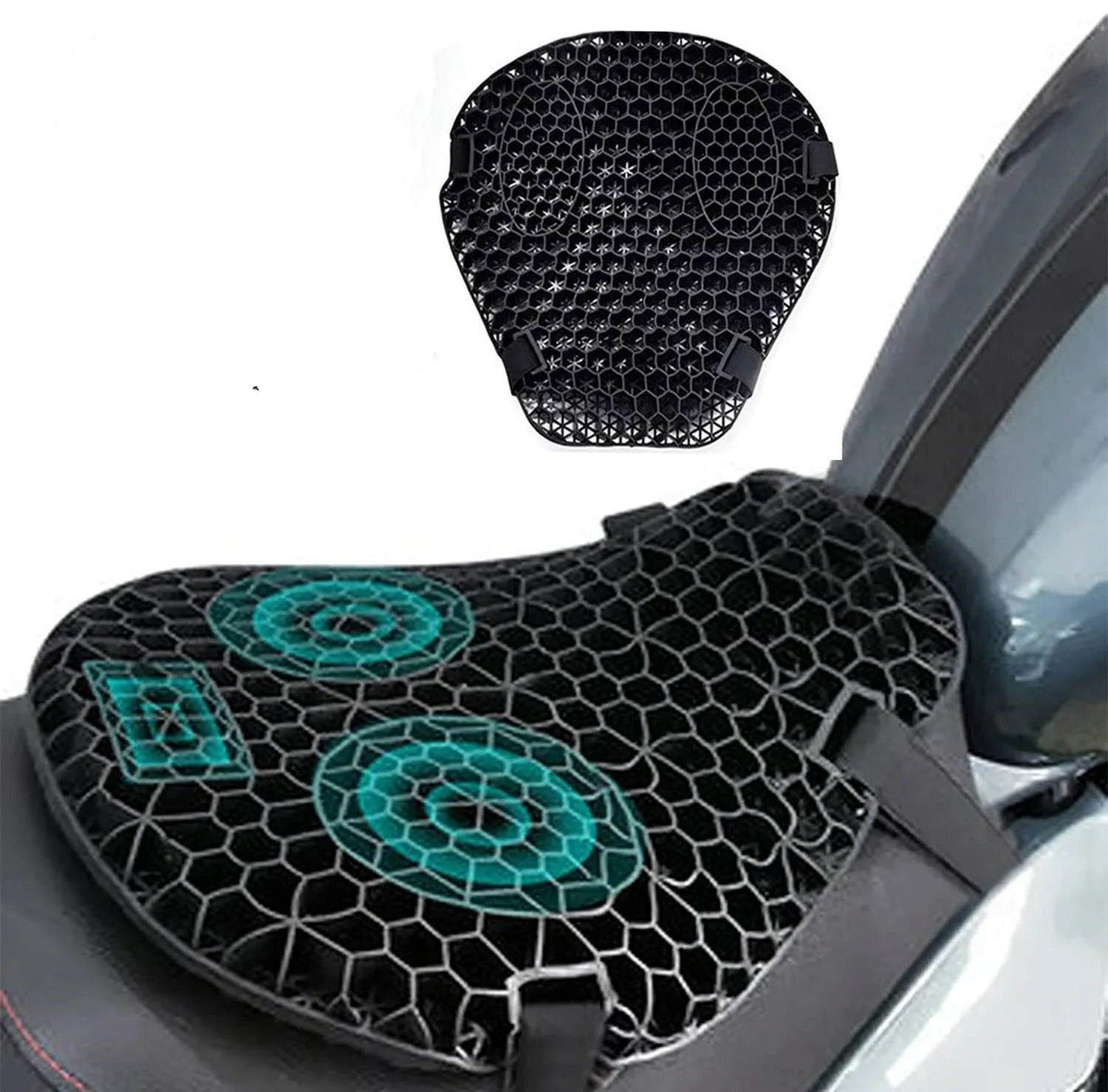 HoneyRide | 3D Honeycomb Motorcycle Seat Cushion with Shock Absorption | Breathable Design for Ultimate Comfort 0