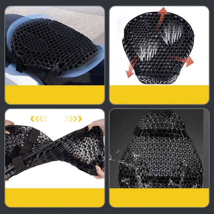 HoneyRide | 3D Honeycomb Motorcycle Seat Cushion with Shock Absorption | Breathable Design for Ultimate Comfort 4