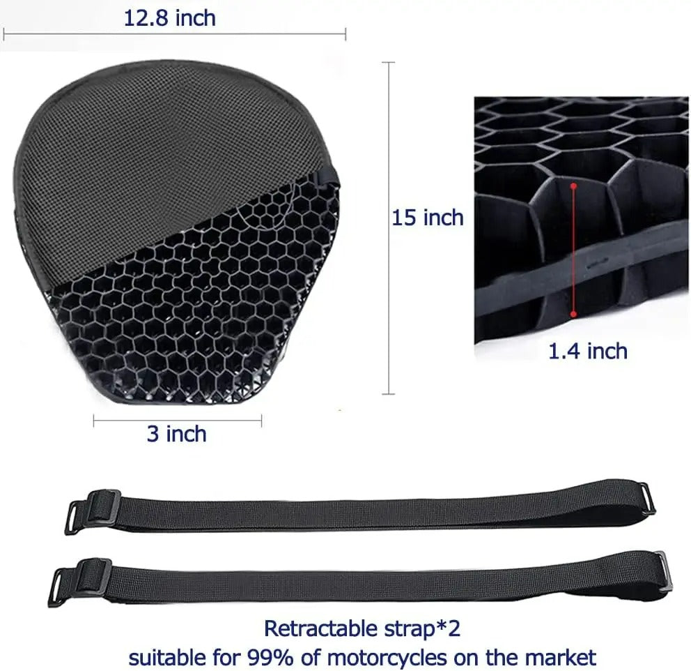 HoneyRide | 3D Honeycomb Motorcycle Seat Cushion with Shock Absorption | Breathable Design for Ultimate Comfort 7
