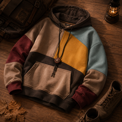 Vintage Fleece Hoodie for Men and Women, Soft Polyester Pullover Hooded Sweatshirt in Sizes M to 3XL for Spring and Fall