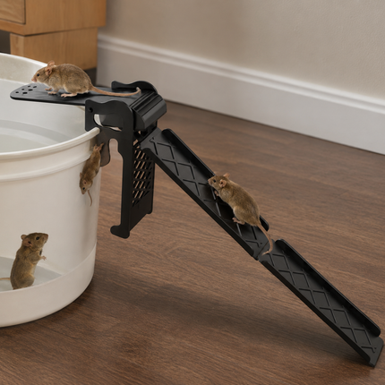 Walk the Plank Humane Mouse Trap, Reusable Auto Reset Bucket Rat Catcher with 17.5cm Plank and 55cm Ladder for Indoor Use