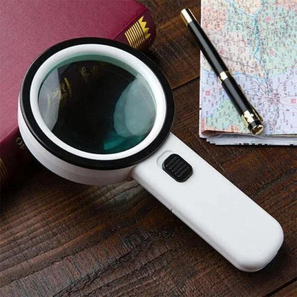 Handheld Magnifier with LED Light, 30X Magnifying Glass with Light, Large Lighted Magnifying Glass for Reading