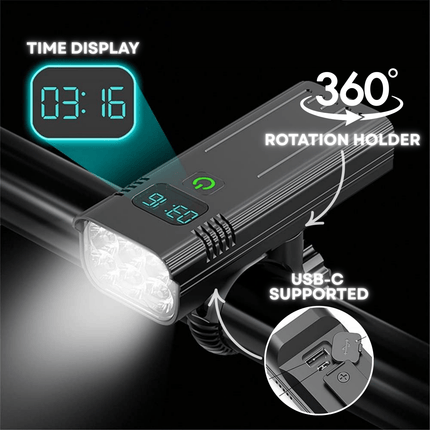 Bike Lights Front USB C Rechargeable, Bicycle Light with Battery Display