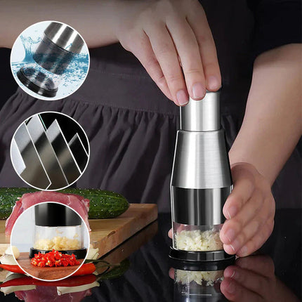 Garlic Chopper, Compact Hand Chopper for Fine Chopping and Coarse Crushing