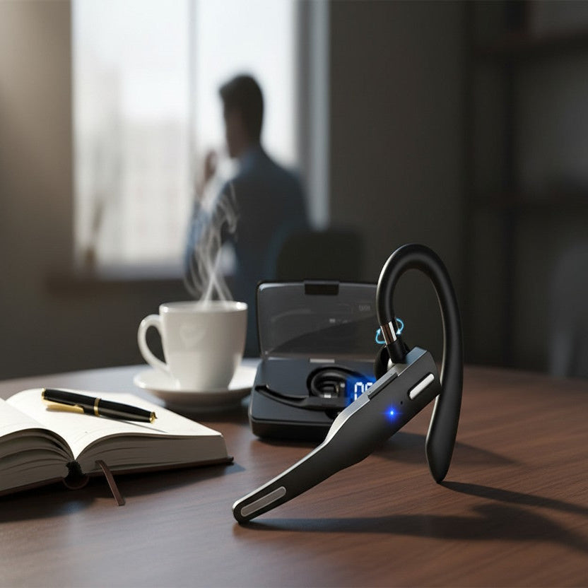 Tuzwa Bluetooth Headset with Microphone – Wireless Bluetooth 5.1 Earpiece with Dual CVC8.0 Noise-Cancelling Mics, 20–25H Talk Time & Adjustable Ear Hook