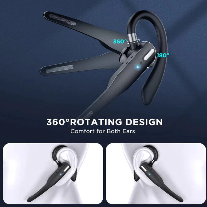 Tuzwa Bluetooth Headset with Microphone – Wireless Bluetooth 5.1 Earpiece with Dual CVC8.0 Noise-Cancelling Mics, 20–25H Talk Time & Adjustable Ear Hook