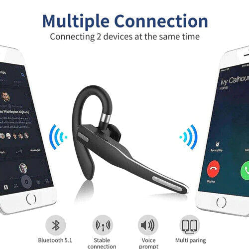 Tuzwa Bluetooth Headset with Microphone – Wireless Bluetooth 5.1 Earpiece with Dual CVC8.0 Noise-Cancelling Mics, 20–25H Talk Time & Adjustable Ear Hook