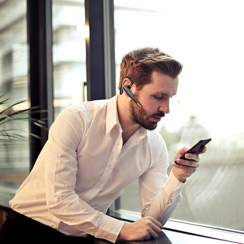 Tuzwa Bluetooth Headset with Microphone – Wireless Bluetooth 5.1 Earpiece with Dual CVC8.0 Noise-Cancelling Mics, 20–25H Talk Time & Adjustable Ear Hook