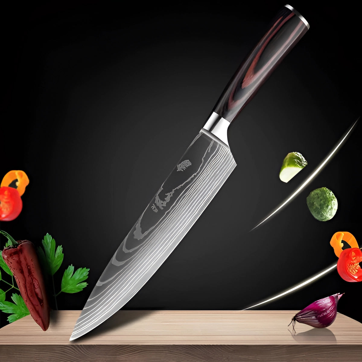 Imperial Collection | Damascus Steel Chef Knife Set with Ergonomic Wood Handle | Precision Craftsmanship for Culinary Excellence 8