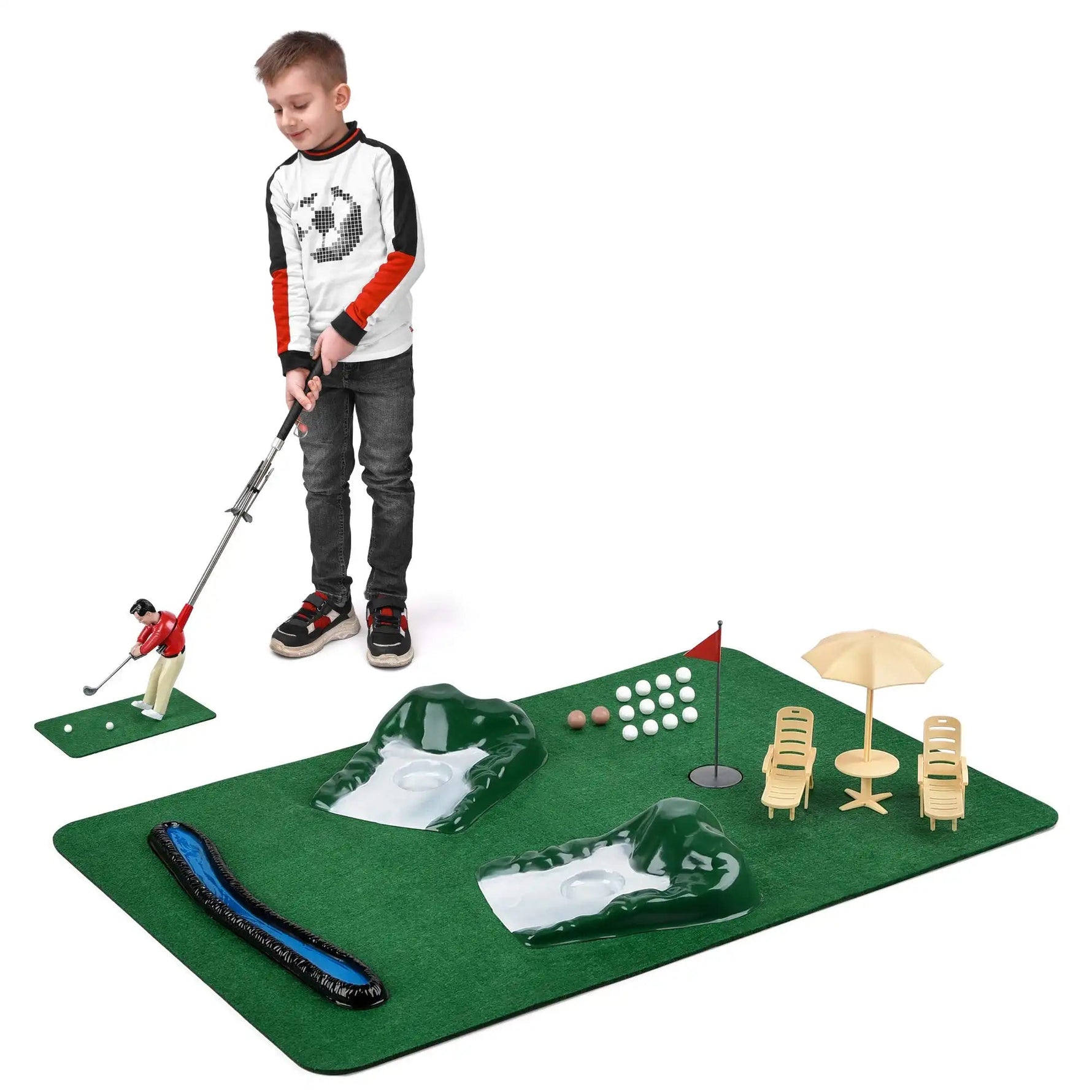 Indoor Golfing Set | 5-Piece Golf Club Set with Putting Mat & Balls | Perfect for Home Practice 5
