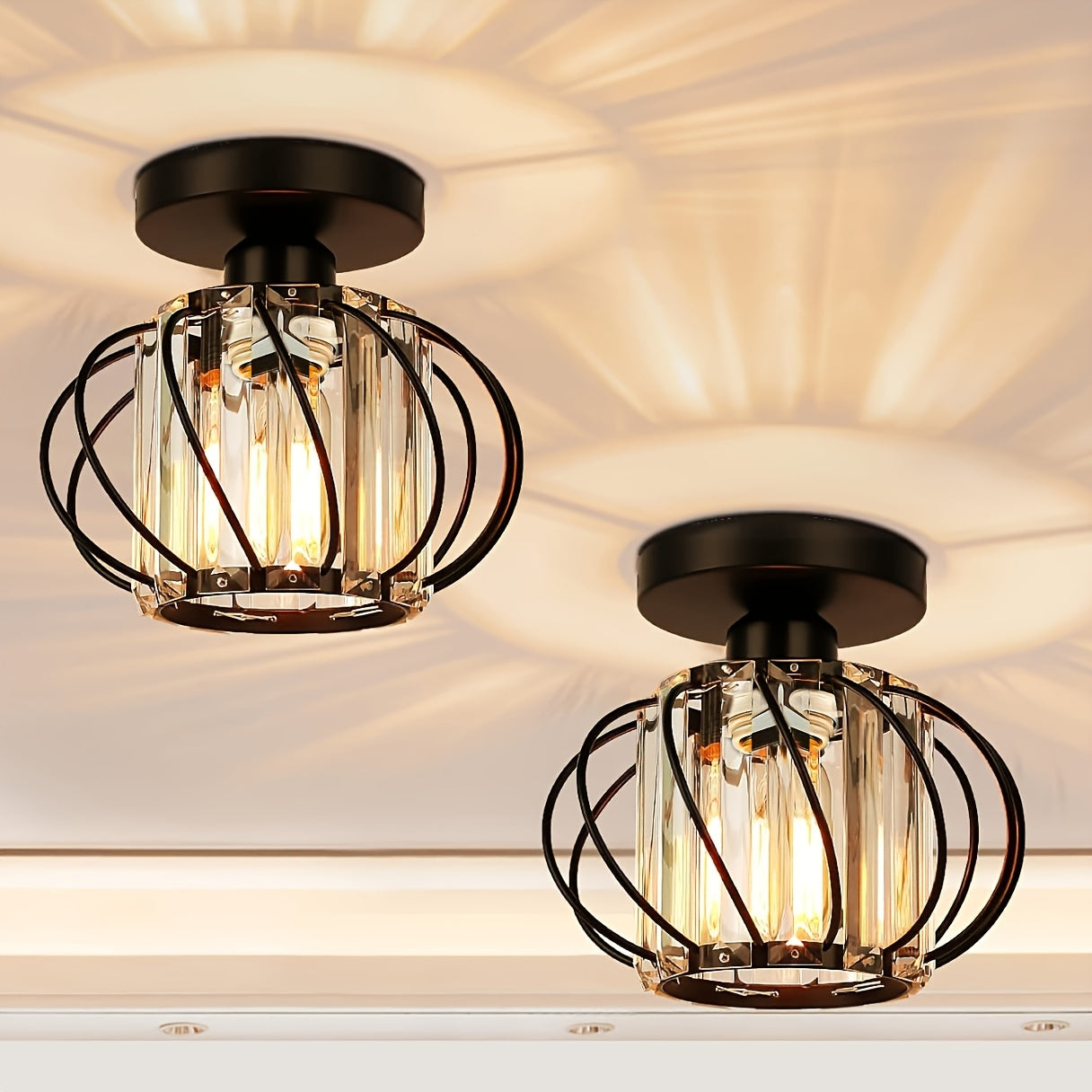 Industrial Chic | Semi Flush Mount Ceiling Light with Glass Shade | Modern Design for Elegant Illumination 0