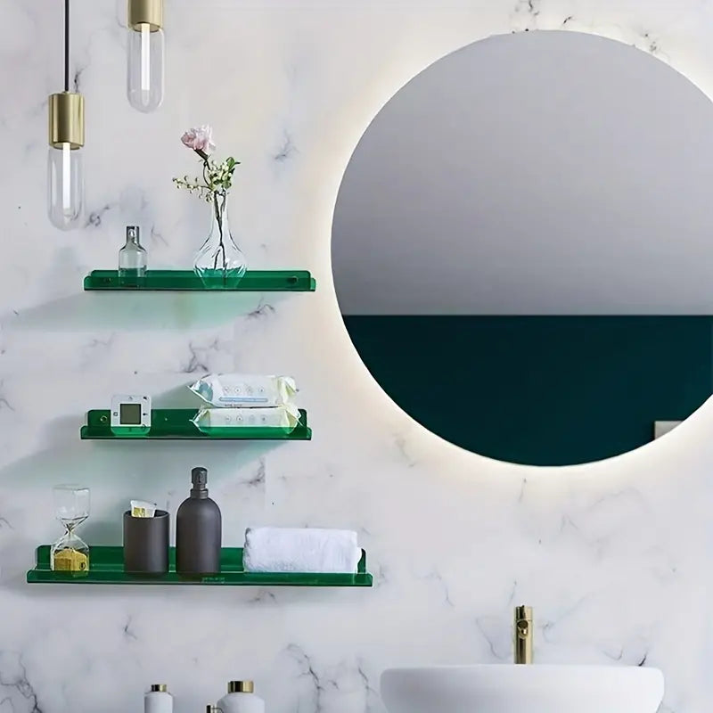 Industrial Floating Wall Shelf with Easy Installation | Stylish Blue Decor for Home 4