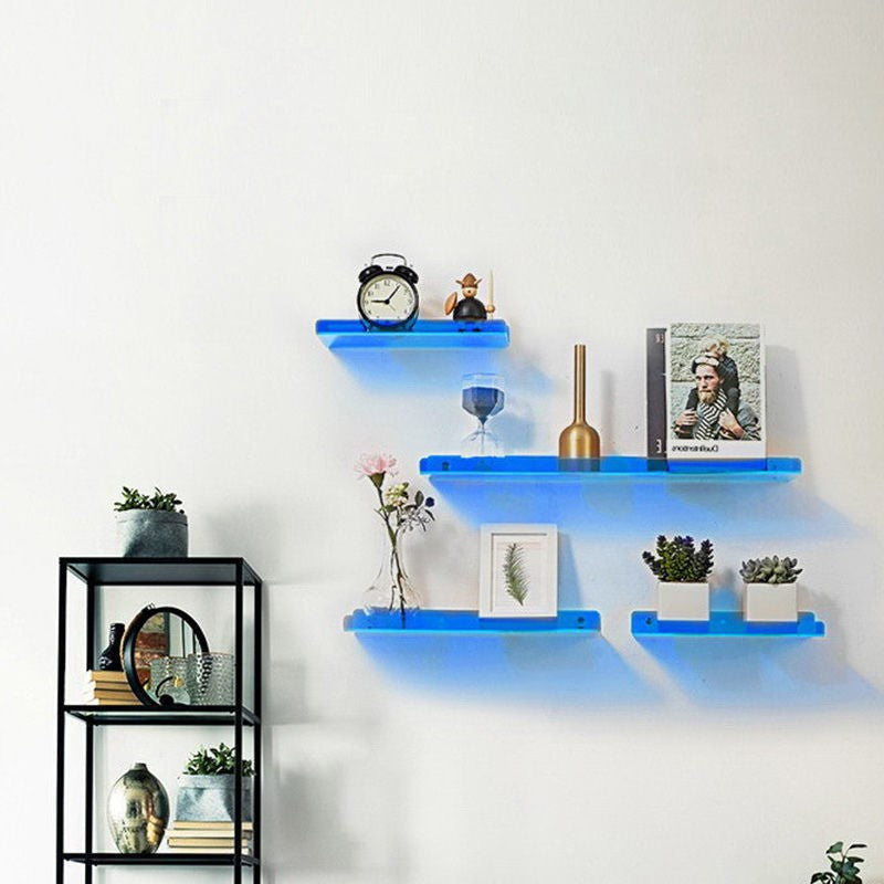 Industrial Floating Wall Shelf with Easy Installation | Stylish Blue Decor for Home 6