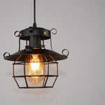 Industrial Pendant Light with Vintage Caged Design | Warm Glow for Kitchen Pendant Lighting 1