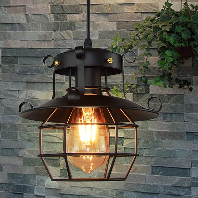 Industrial Pendant Light with Vintage Caged Design | Warm Glow for Kitchen Pendant Lighting 4