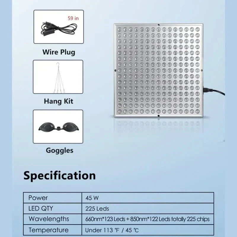 InfraGlow Panel | Light Therapy Device with 225 LEDs | Skin Rejuvenation & Muscle Relaxation 6