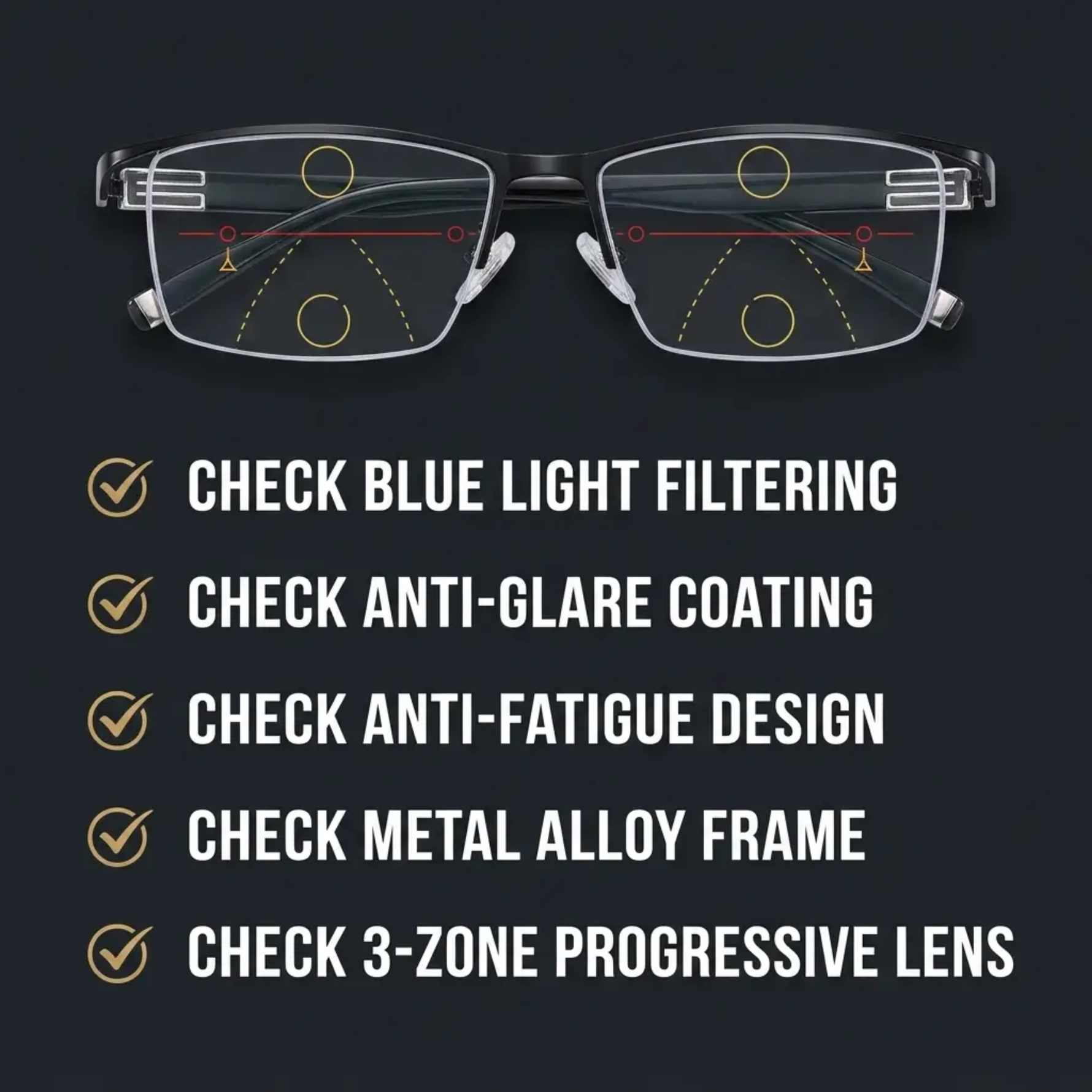 Intelligent Progressive Glasses | Multifocal Lenses with Three-Zone Design | Lightweight Frame for All-Day Clarity 7