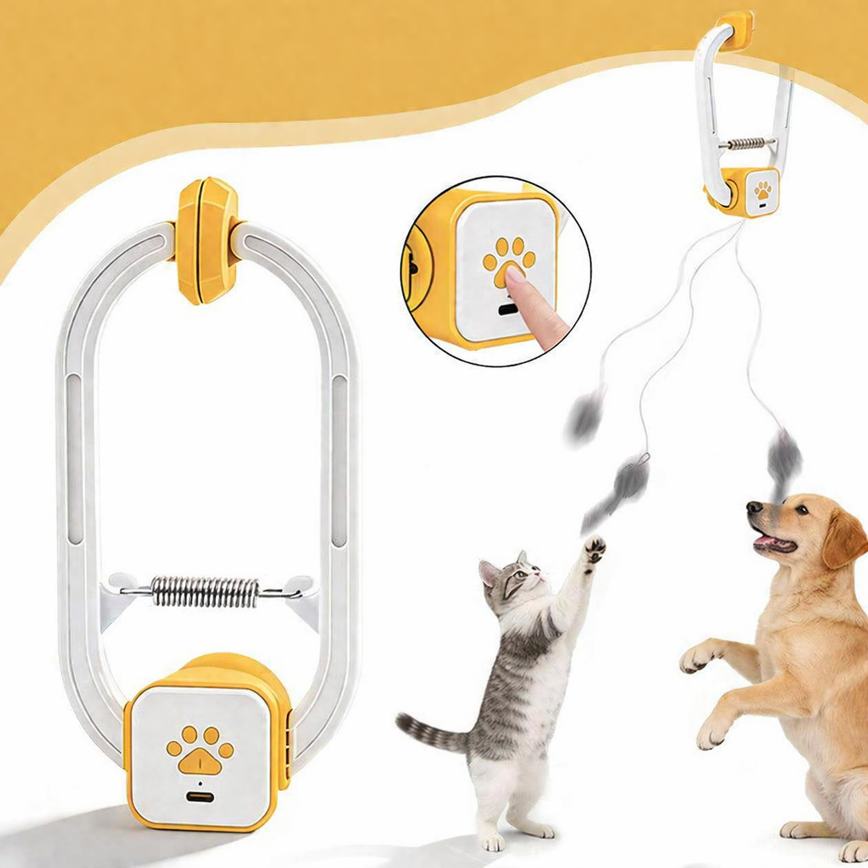 Interactive Cat Toy | USB Rechargeable Teaser with Retractable String | Engaging Play for Indoor Cats 0