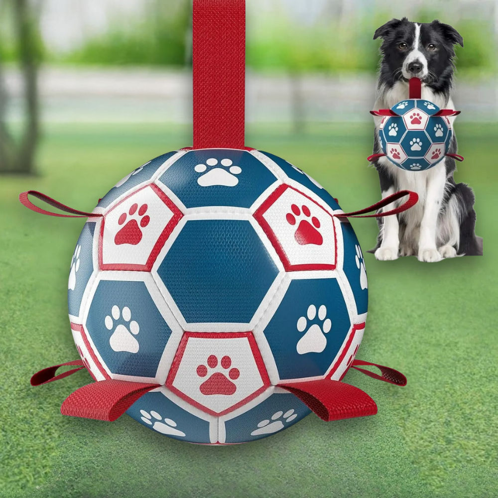 Interactive Dog Toy | Durable Soccer Ball with Mesh Rope Grip | Perfect for Outdoor Play and Fetch 0