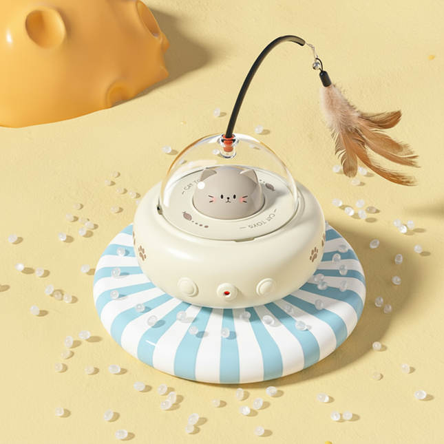 Interactive Laser Cat Toy | Automatic UFO Design with Feather Teaser for Active Play 1
