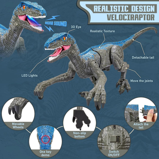 Interactive RC Dinosaur | Realistic Velociraptor with Sound Effects | Engaging Play for Imaginative Adventures 1