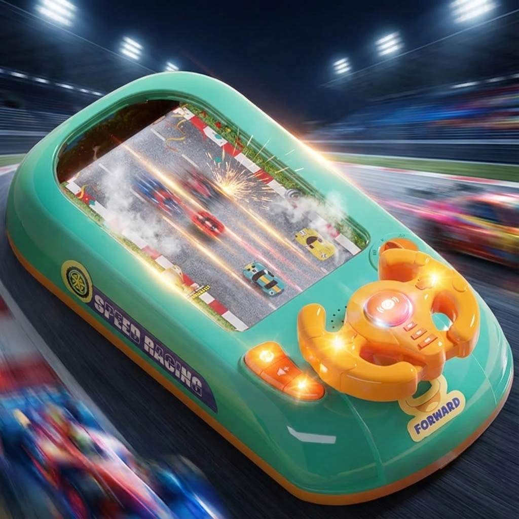 Interactive Racing Game Console | 200 Challenges with Steering Wheel | Screen-Free Skill Development for Kids 0