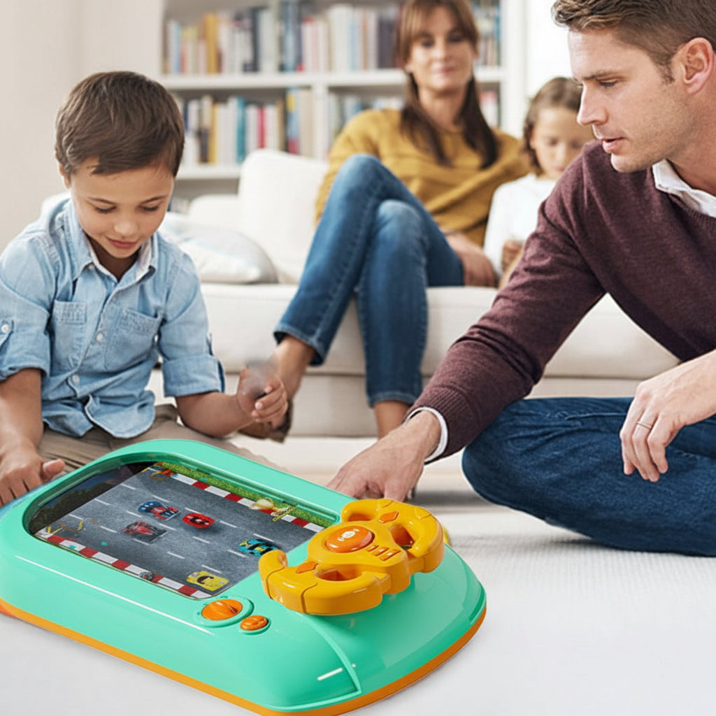 Interactive Racing Game Console | 200 Challenges with Steering Wheel | Screen-Free Skill Development for Kids 4