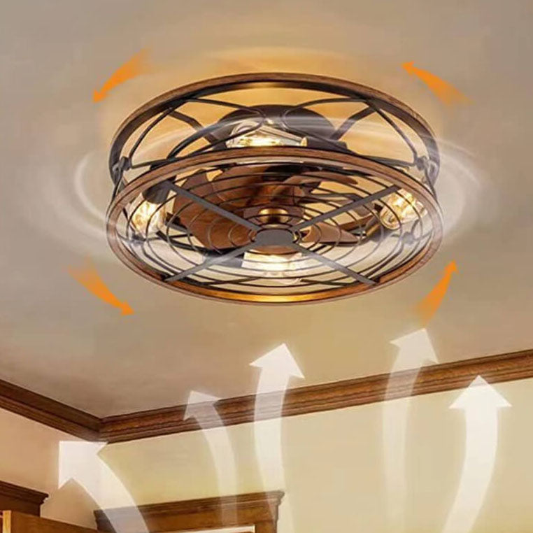 IronCraft | Stylish Industrial 4-Light Flush Mount Ceiling Fan Light 0