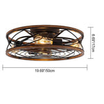 IronCraft | Stylish Industrial 4-Light Flush Mount Ceiling Fan Light 4