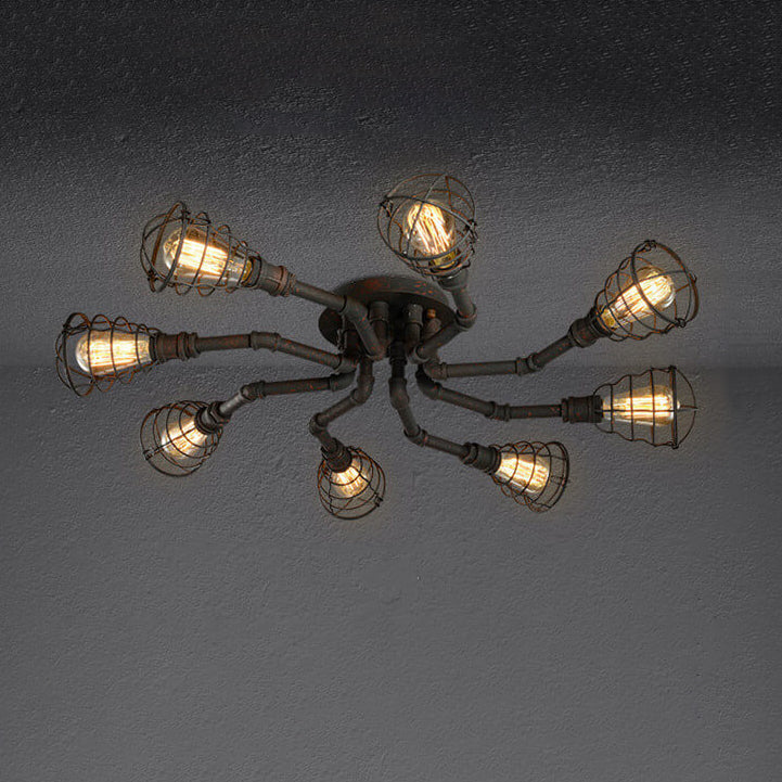 IronPipe | Rustic Industrial Flush Mount Ceiling Light Fixture 10