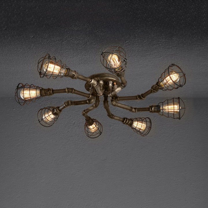 IronPipe | Rustic Industrial Flush Mount Ceiling Light Fixture 11