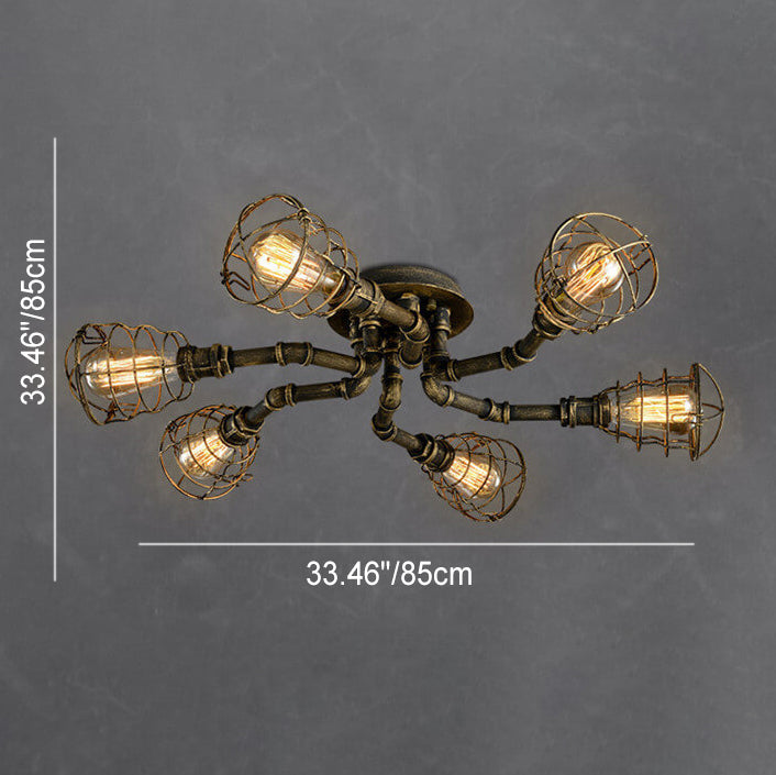 IronPipe | Rustic Industrial Flush Mount Ceiling Light Fixture 4