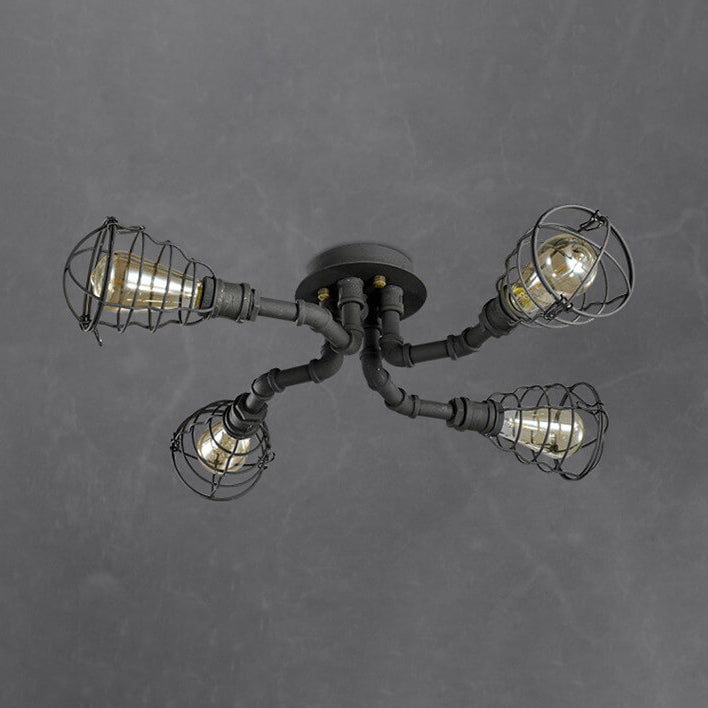 IronPipe | Rustic Industrial Flush Mount Ceiling Light Fixture 6