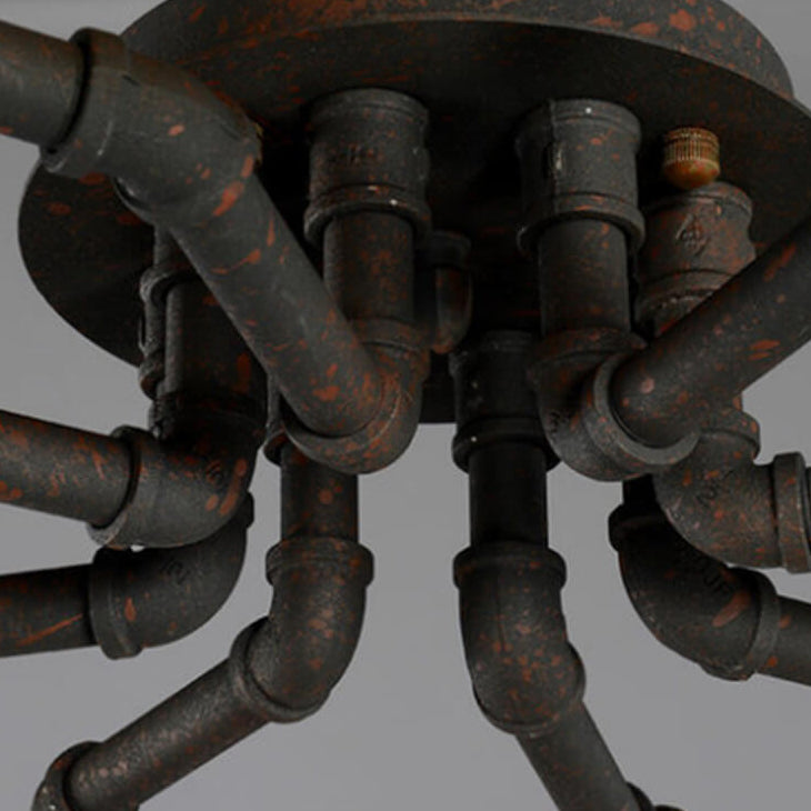 IronPipe | Rustic Industrial Flush Mount Ceiling Light Fixture 8