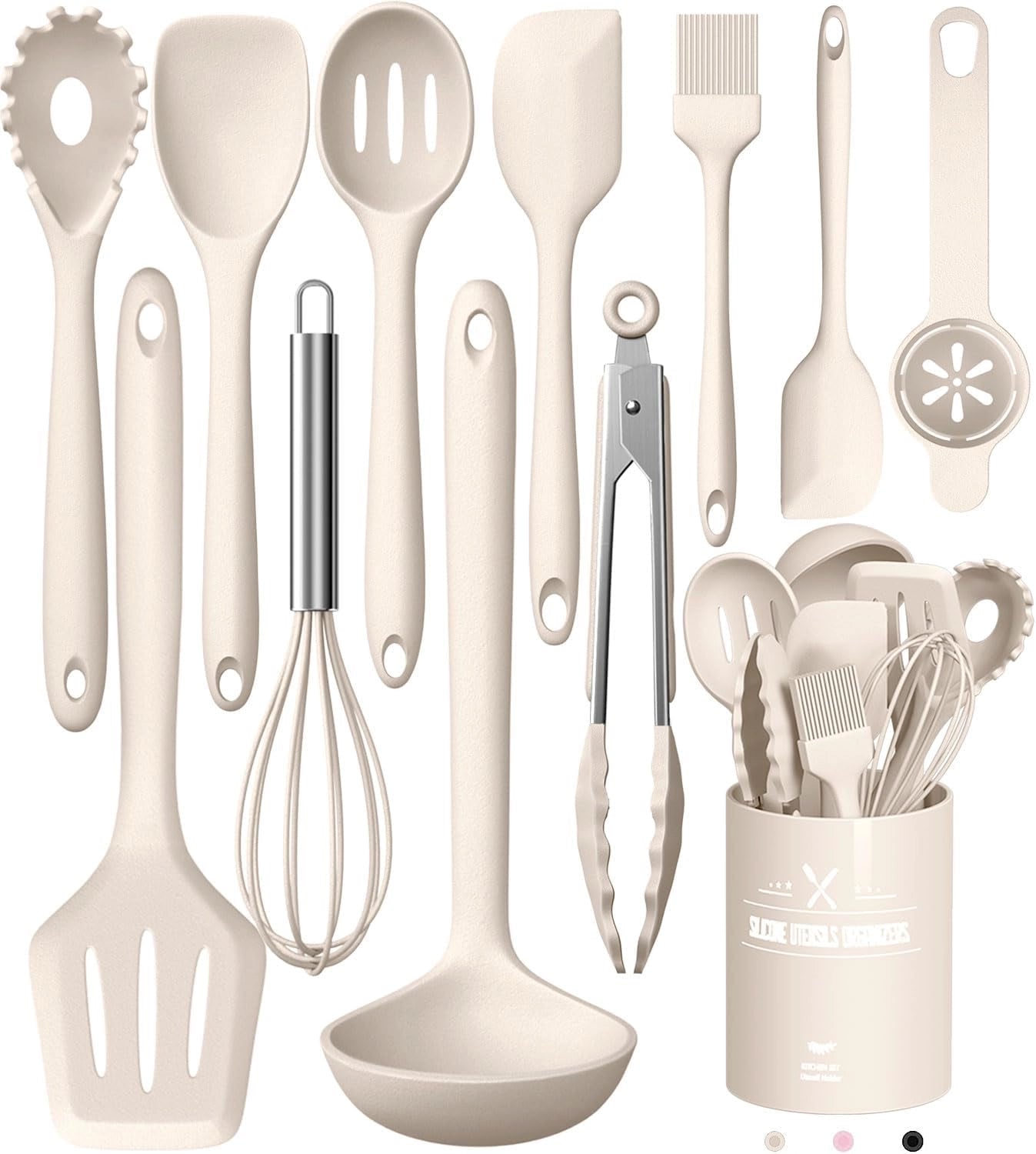 Ivory Silicone Utensil Set | Non-Stick & Heat-Resistant Tools for Effortless Cooking 0
