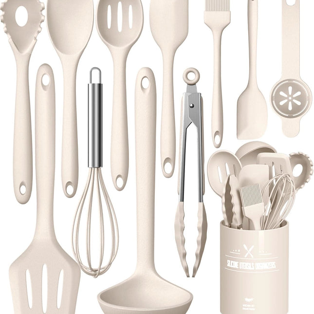 Ivory Silicone Utensil Set | Non-Stick & Heat-Resistant Tools for Effortless Cooking 0